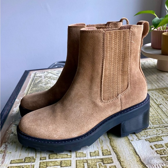 New Madewell Gwenda Platform Ankle Boot tan suede boots new without box size 9 - Picture 4 of 7